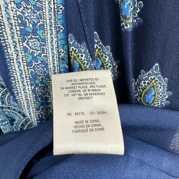 Anthropologie‎ Maeve Eclipsed Midi Dress Stripe Paisley Mixed Print Blue Size 2 - Picture 9 of 10